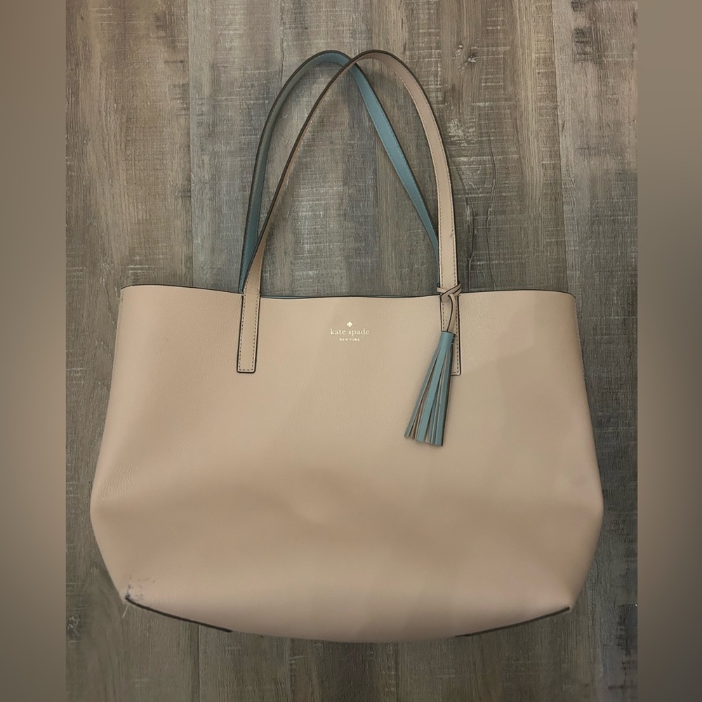 Kate Spade Tan/Light Blue Reversible Tote